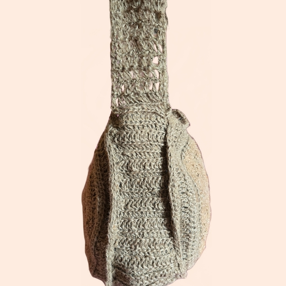 Unique Handmade Reversible Crocheted Jute and Denim Purse - Picture 3 of 8